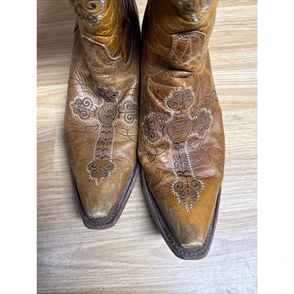 Circle G Brown Leather Embroidered Western Cowboy Boots Women's Size 10M - Picture 4 of 9